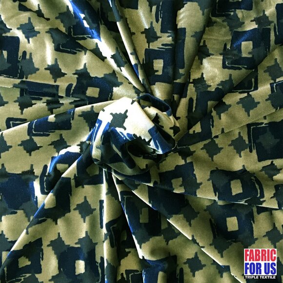 Brush Squares Design See Thru Burnout Velvet Stretch Fabric Rust/Sage L-667 Q/R - Picture 8 of 10